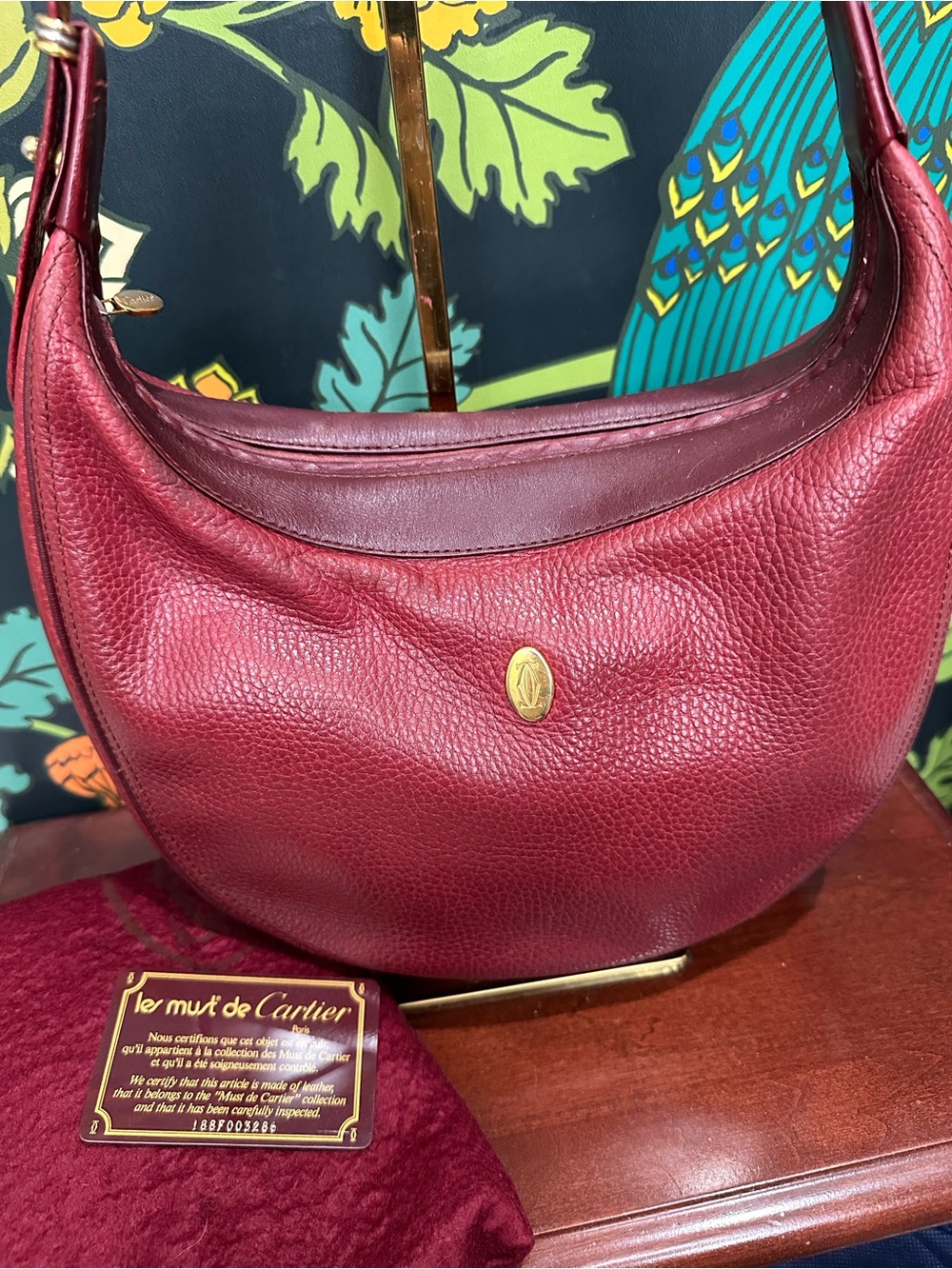 Vintage Cartier Must Burgundy Leather Hobo Bag - Picture 2 of 14